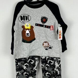 Monkey Bars Baby Sweatshirt & Pants Size 18M Gray Black Long Sleeve Cotton